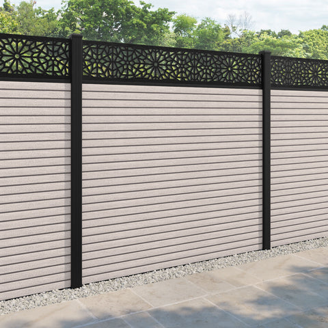 Hudson Alnara Fence Panel - Mid Stone - with our aluminium posts