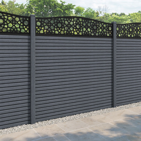 Hudson Ambar Curved Top Fence Panel - Anthracite - with our composite posts