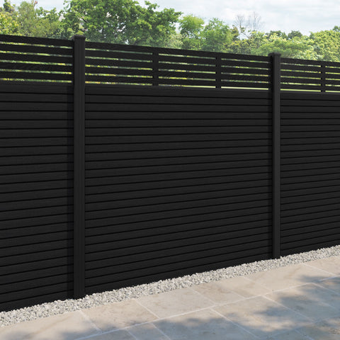 Hudson Aspen Fence Panel - Black - with our aluminium posts