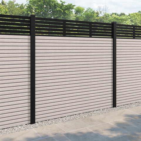 Hudson Aspen Fence Panel - Mid Stone - with our aluminium posts