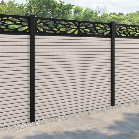 Hudson Blossom Fence Panel - Mid Stone - with our aluminium posts