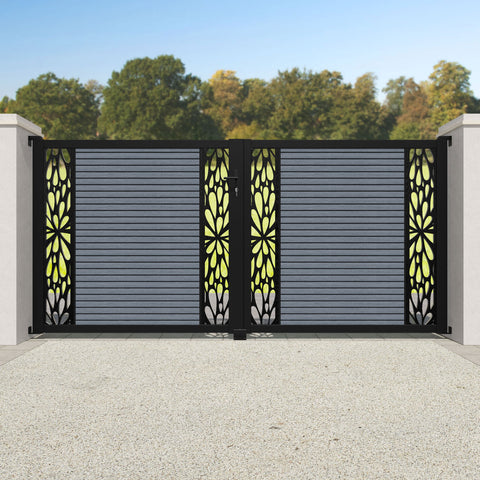 Hudson Blossom Straight Top Driveway Gate - Anthracite - Middle & End Screen