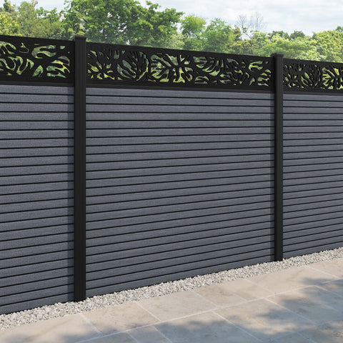 Hudson Botanic Fence Panel - Anthracite - with our aluminium posts