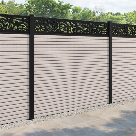 Hudson Botanic Fence Panel - Mid Stone - with our aluminium posts