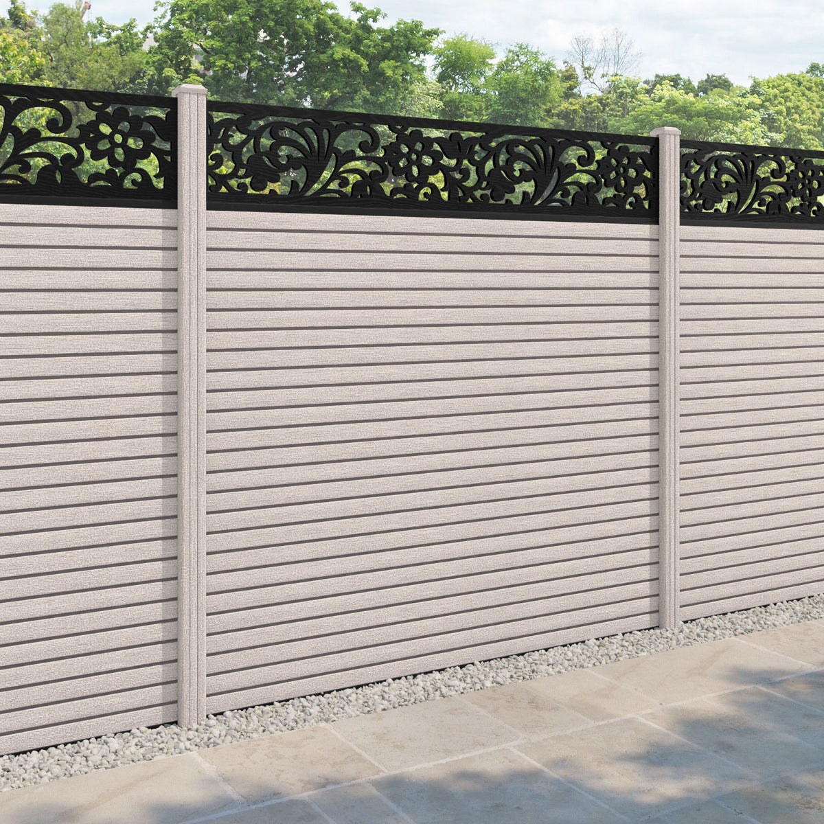 Hudson Eden Fence Panel - Mid Stone - with our composite posts ...