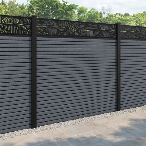 Hudson Feather Fence Panel - Anthracite - with our aluminium posts