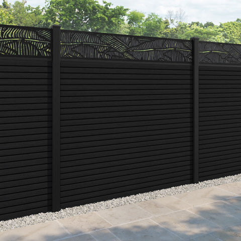 Hudson Feather Fence Panel - Black - with our aluminium posts