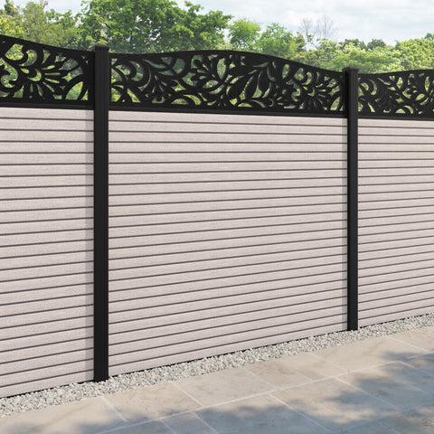 Hudson Heritage Curved Top Fence Panel - Mid Stone - with our aluminium posts