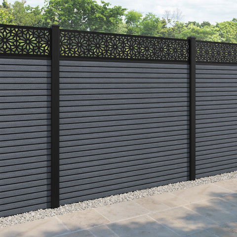 Hudson Narwa Fence Panel - Anthracite - with our aluminium posts