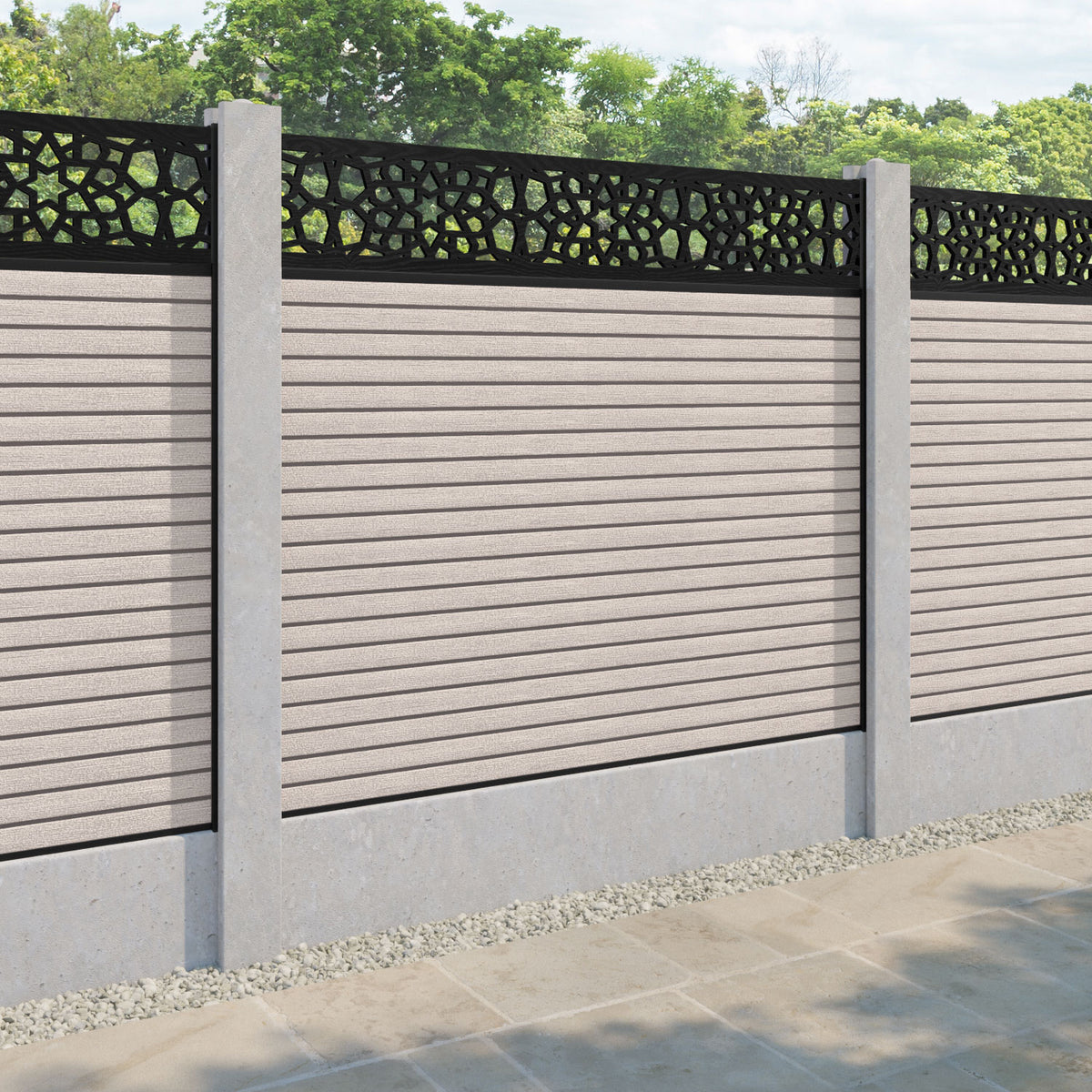 Hudson Nazira Fence Panel - Mid Stone - for existing concrete posts ...