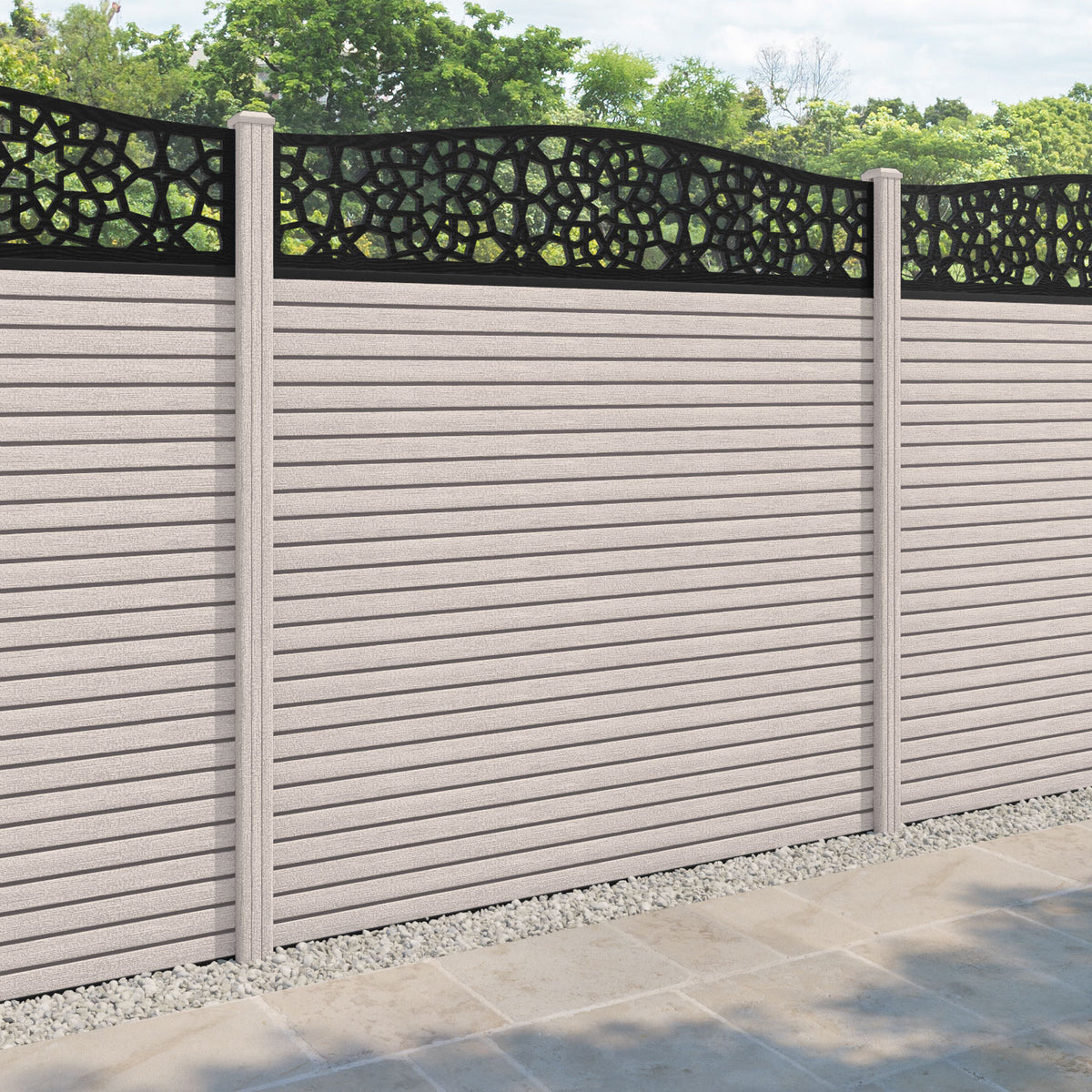 Hudson Nazira Curved Top Fence Panel - Mid Stone - with our composite ...