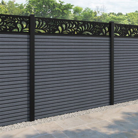 Hudson Petal Fence Panel - Anthracite - with our aluminium posts