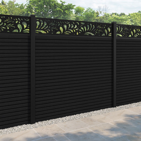 Hudson Petal Fence Panel - Black - with our aluminium posts