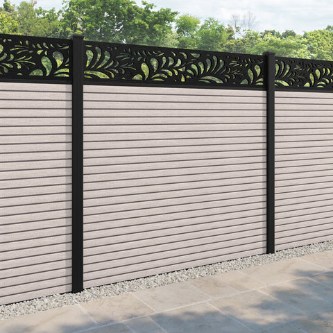 Hudson Petal Fence Panel - Mid Stone - with our aluminium posts