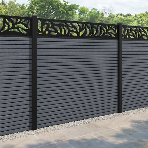 Hudson Plume Fence Panel - Anthracite - with our aluminium posts