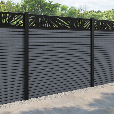 Hudson Poppy Fence Panel - Anthracite - with our aluminium posts