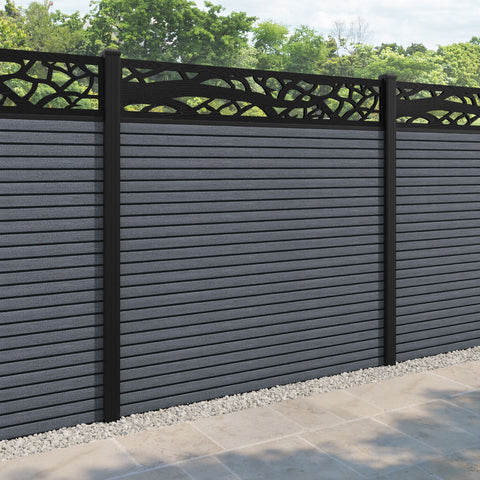 Hudson Twilight Fence Panel - Anthracite - with our aluminium posts