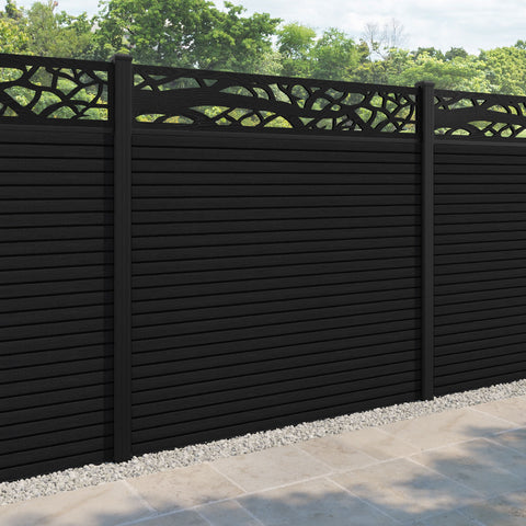 Hudson Twilight Fence Panel - Black - with our aluminium posts