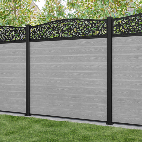 Classic Eden Curved Top Fence Panel - Light Grey - with our aluminium posts