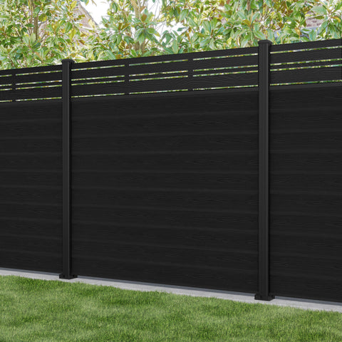 Classic Linea Fence Panel - Black - with our aluminium posts