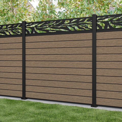 Fusion Malawi Fence Panel - Teak - with our aluminium posts