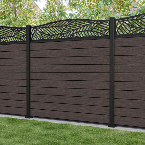 Fusion Habitat Curved Top Fence Panel - Mid Brown - with our aluminium posts