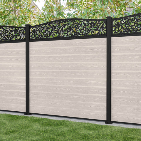 Classic Eden Curved Top Fence Panel - Mid Stone - with our aluminium posts