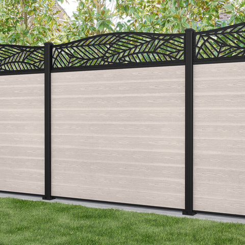 Classic Habitat Curved Top Fence Panel - Mid Stone - with our aluminium posts