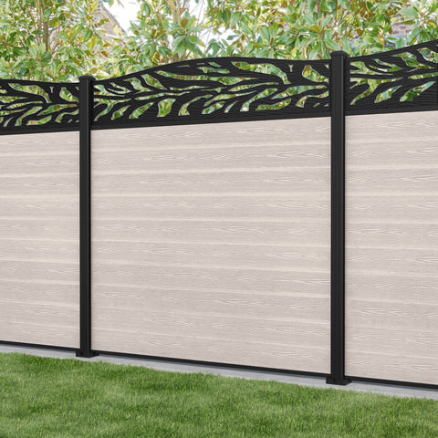 Classic Malawi Curved Top Fence Panel - Mid Stone - with our aluminium posts