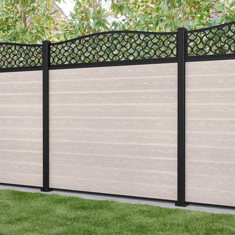 Classic Vida Curved Top Fence Panel - Mid Stone - with our aluminium posts