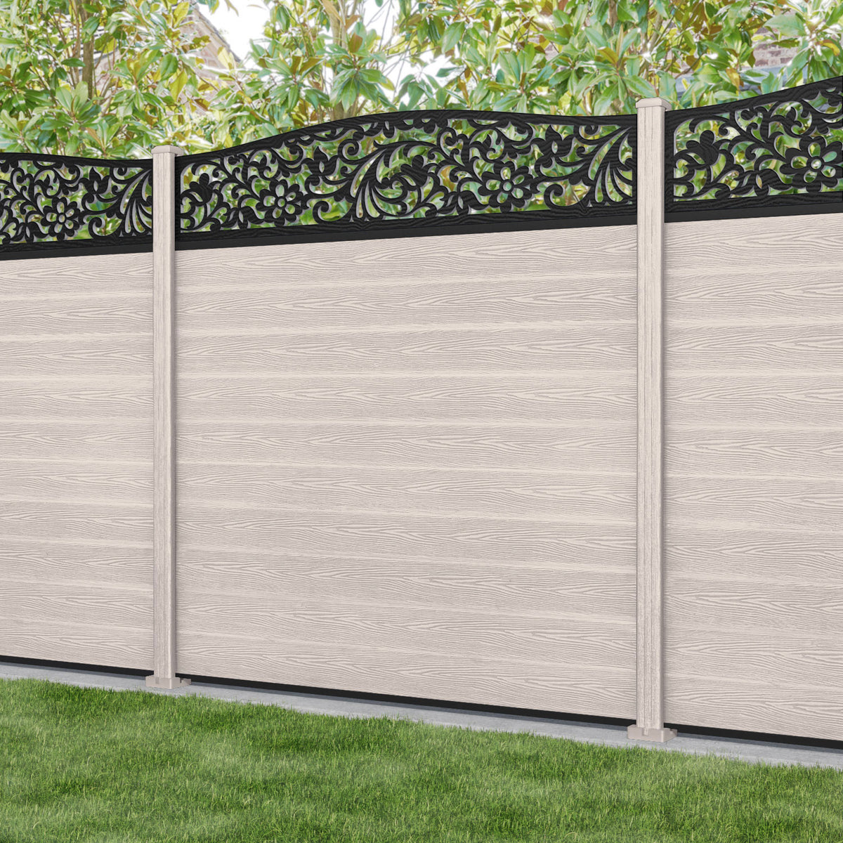 Classic Eden Curved Top Fence Panel - Mid Stone - with our composite p ...