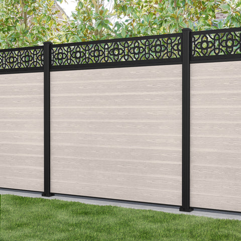 Classic Nabila Fence Panel - Mid Stone - with our aluminium posts