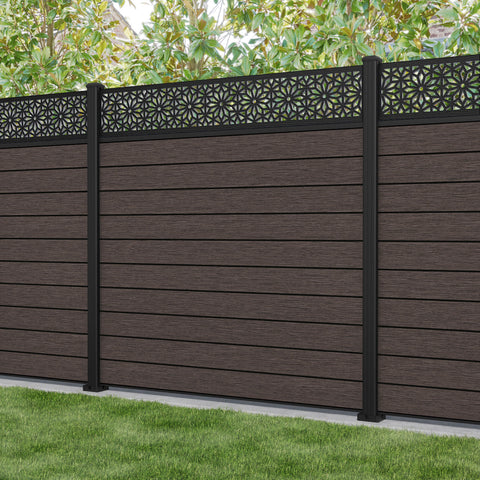 Fusion Narwa Fence Panel - Mid Brown - with our aluminium posts