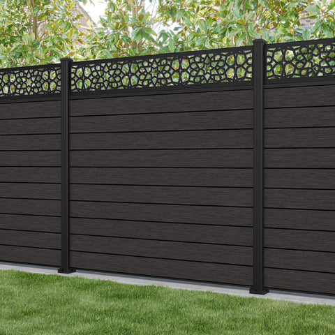 Fusion Nazira Fence Panel - Dark Oak - with our aluminium posts