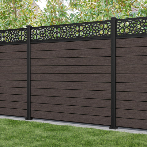 Fusion Nazira Fence Panel - Mid Brown - with our aluminium posts