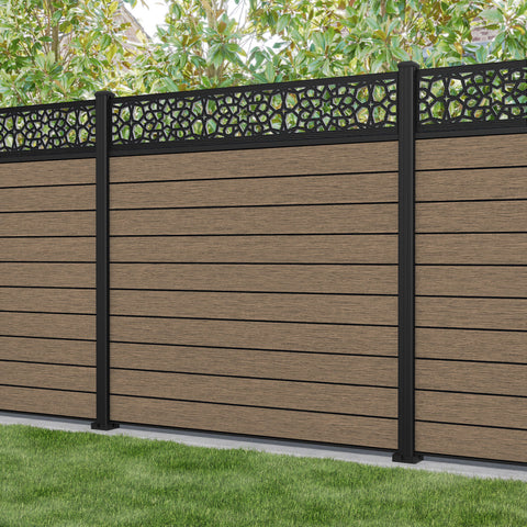 Fusion Nazira Fence Panel - Teak - with our aluminium posts