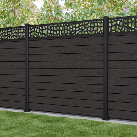 Fusion Pebble Fence Panel - Dark Oak - with our aluminium posts