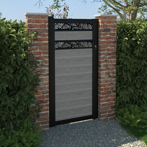 Classic Feather Split Screen Pedestrian Gate - Mid Grey