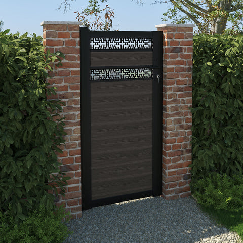 Classic Kumo Split Screen Pedestrian Gate - Dark Oak