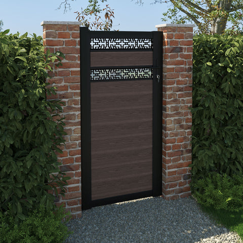 Classic Kumo Split Screen Pedestrian Gate - Mid Brown