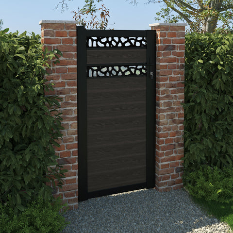 Classic Pebble Split Screen Pedestrian Gate - Dark Oak