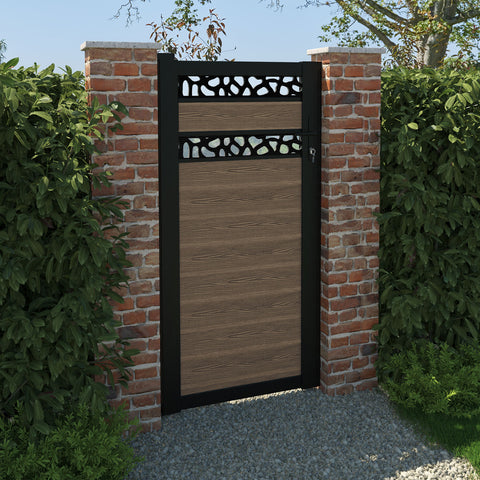 Classic Pebble Split Screen Pedestrian Gate - Teak