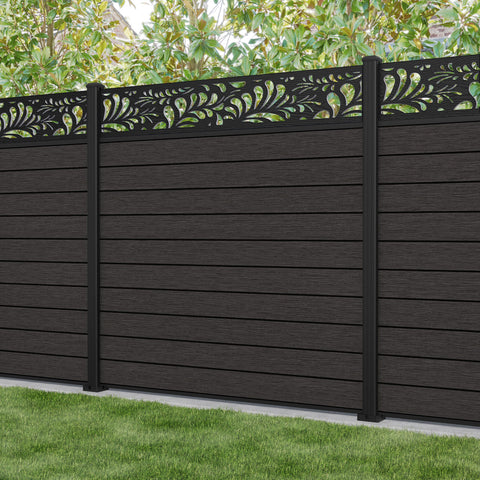 Fusion Petal Fence Panel - Dark Oak - with our aluminium posts