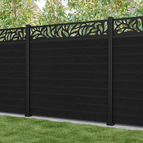 Classic Plume Fence Panel - Black - with our aluminium posts