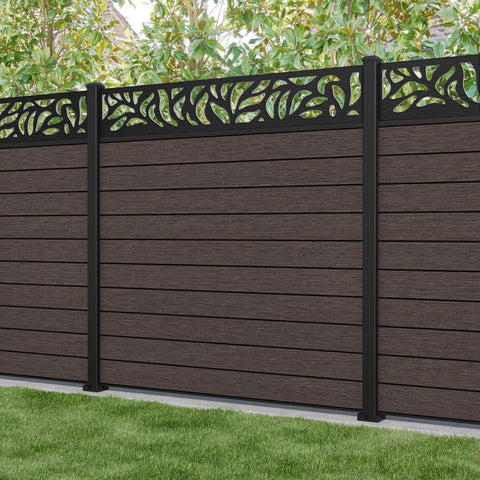 Fusion Plume Fence Panel - Mid Brown - with our aluminium posts