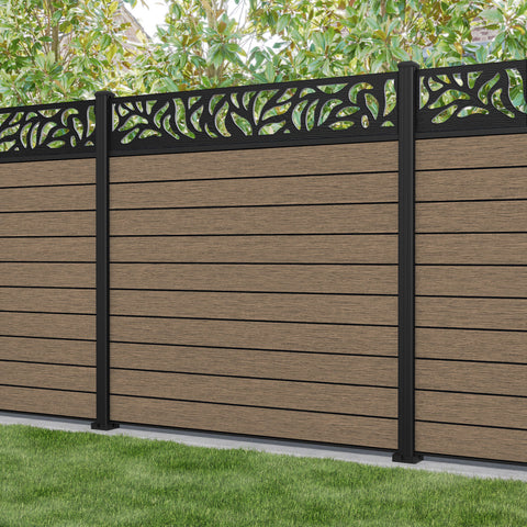 Fusion Plume Fence Panel - Teak - with our aluminium posts