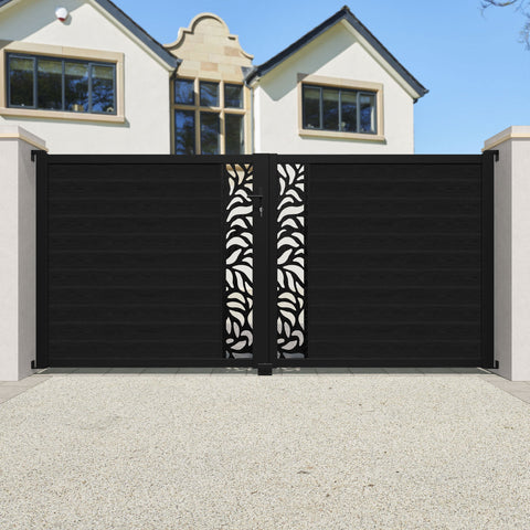 Classic Plume Straight Top Driveway Gate - Black - Middle Screen