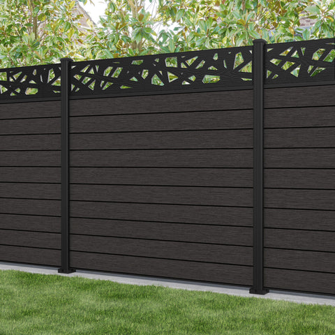 Fusion Prism Fence Panel - Dark Oak - with our aluminium posts