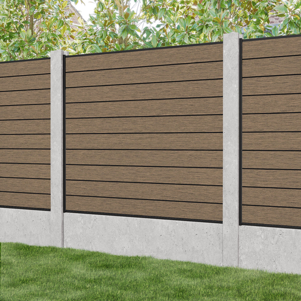 Fusion Fence Panel - Teak - for existing concrete posts – Charles & Ivy