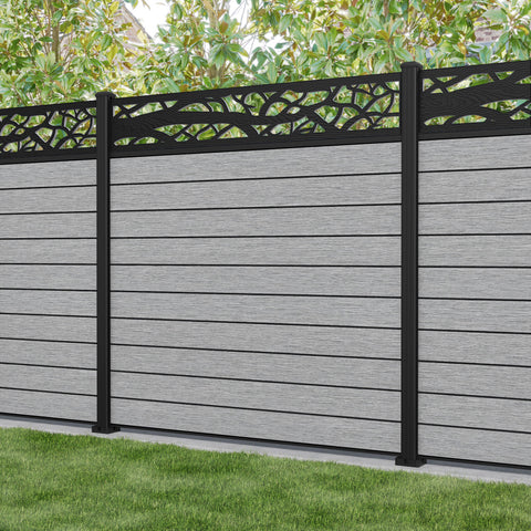 Fusion Twilight Fence Panel - Light Grey - with our aluminium posts